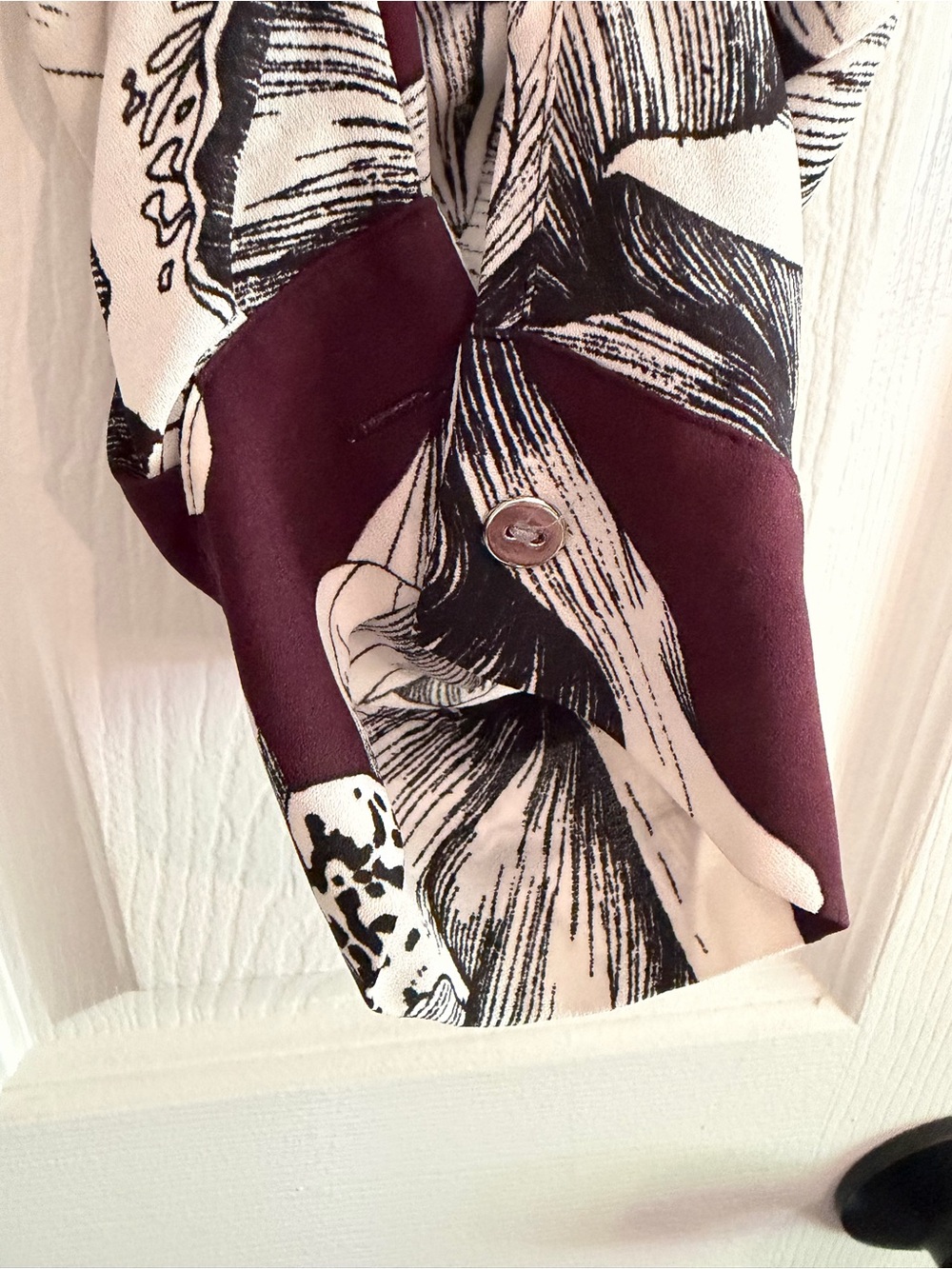 Alfani Eggplant Purple and White Floral Surplice Blouse - size 16 - Picture 7 of 11